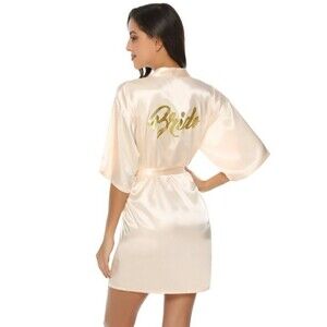 Women's Satin Silk Bride Kimono Robe B13